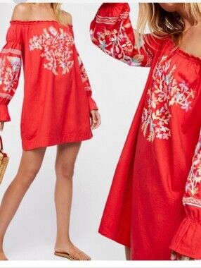 Free People Fleur Du Jour Embroidered Mini Dress